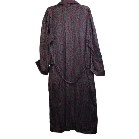Silk Assets Men's 100% Silk Long Belted Robe, One Size - Picture 2 of 7
